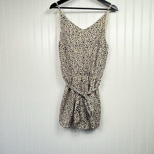 Pink Lilly Animal Print One-piece Shorts Jumper Size Large Tie Waist